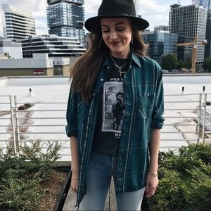 Vintage Oversized Flannel Print Shirt